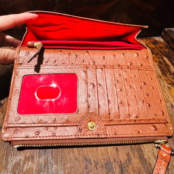 Dooney & Bourke Tan Ostrich-Embossed Continental Wallet with Gold Plaque - Picture 3 of 3